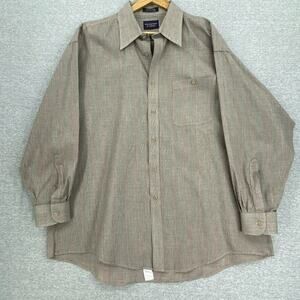 Roundtree & York Shirt Mens 17.5 Black Plaid Button Up Long Sleeve Fine Cotton
